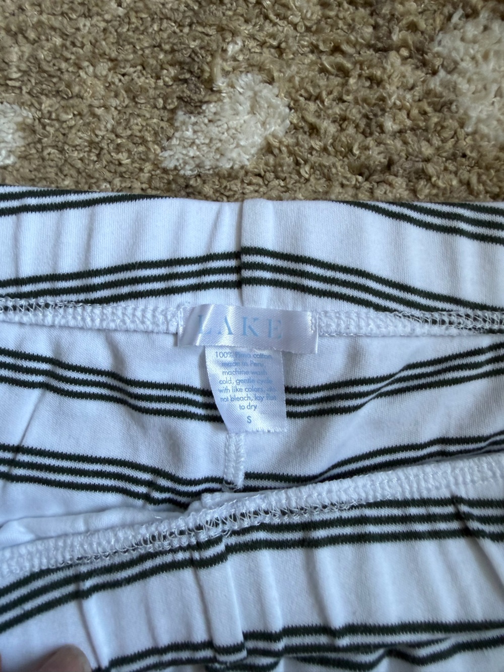 Lake Pima Cotton Pajama Pants Dark Green Stripe Small - Picture 5 of 5